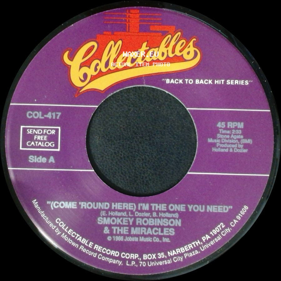 Smokey Robinson & The Miracles - (Come 'round Here) I'm The One You Need / More Love side A