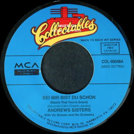 Andrews Sisters - (I'll Be With You) In Apple Blossom Time / Bei Mir Bist Du Schon side B