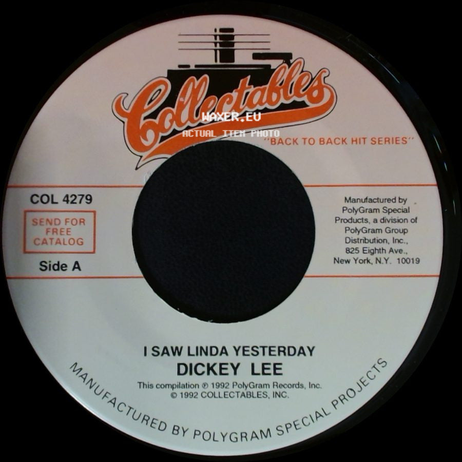 Dickey Lee / The Angels - I Saw Linda Yesterday / Thank You And Goodnight side A