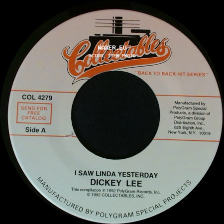 Dickey Lee / The Angels - I Saw Linda Yesterday / Thank You And Goodnight side A
