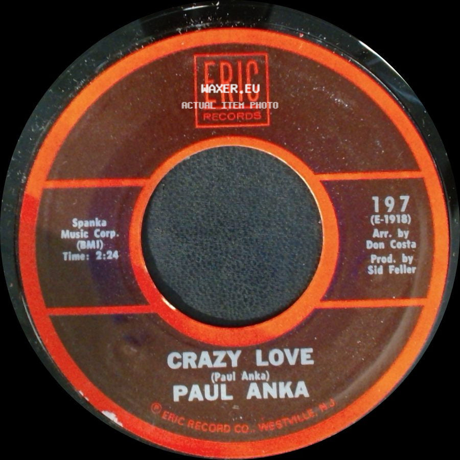 Paul Anka - It's Time To Cry / Crazy Love side B