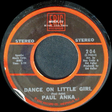 Paul Anka - Tonight, My Love, Tonight / Dance On Little Girl side B