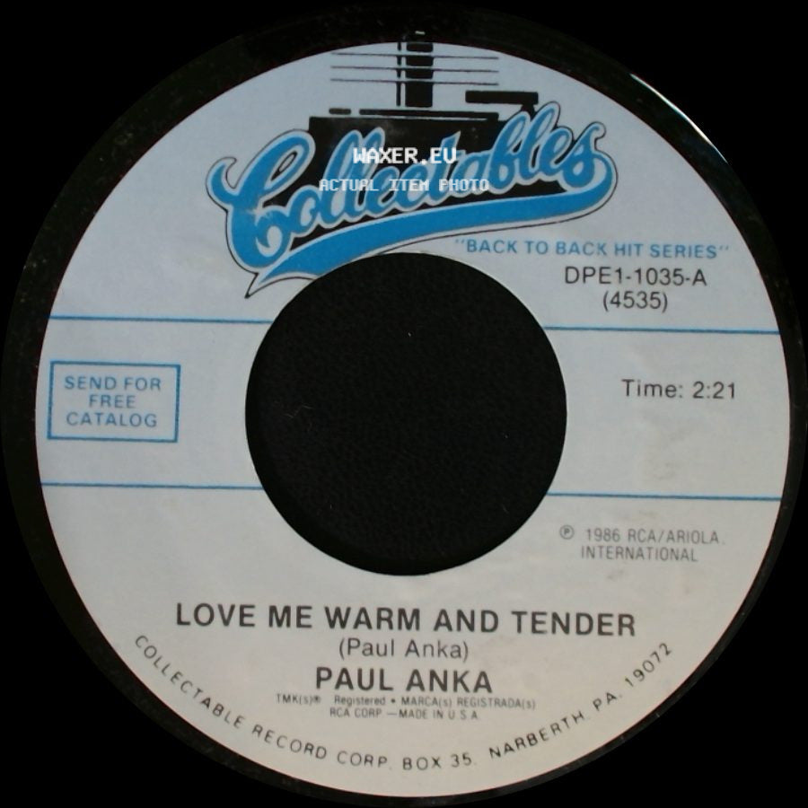 Paul Anka - Goodnight My Love (Pleasant Dreams) / Love Me Warm And Tender side B