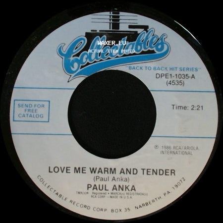 Paul Anka - Goodnight My Love (Pleasant Dreams) / Love Me Warm And Tender side B