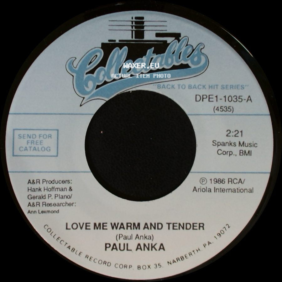 Paul Anka - Goodnight My Love (Pleasant Dreams) / Love Me Warm And Tender side B