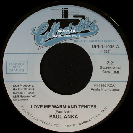 Paul Anka - Goodnight My Love (Pleasant Dreams) / Love Me Warm And Tender side B