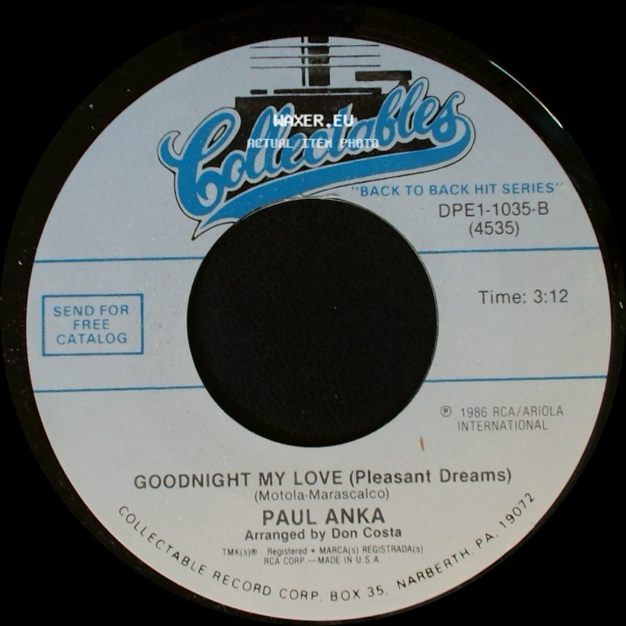 Paul Anka - Goodnight My Love (Pleasant Dreams) / Love Me Warm And Tender side A