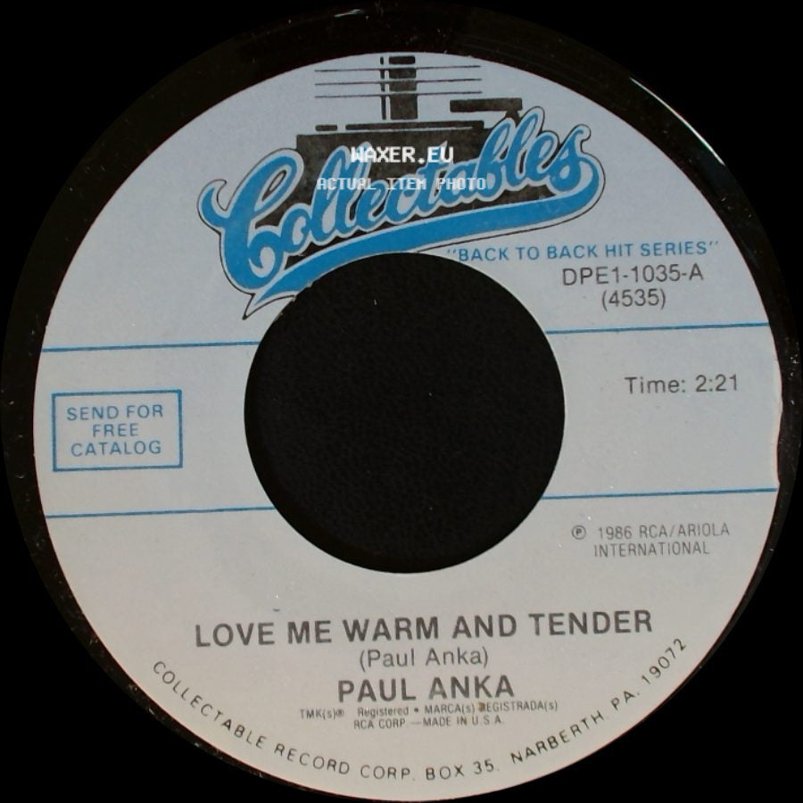Paul Anka - Love Me Warm And Tender / Goodnight My Love (Pleasant Dreams) side A
