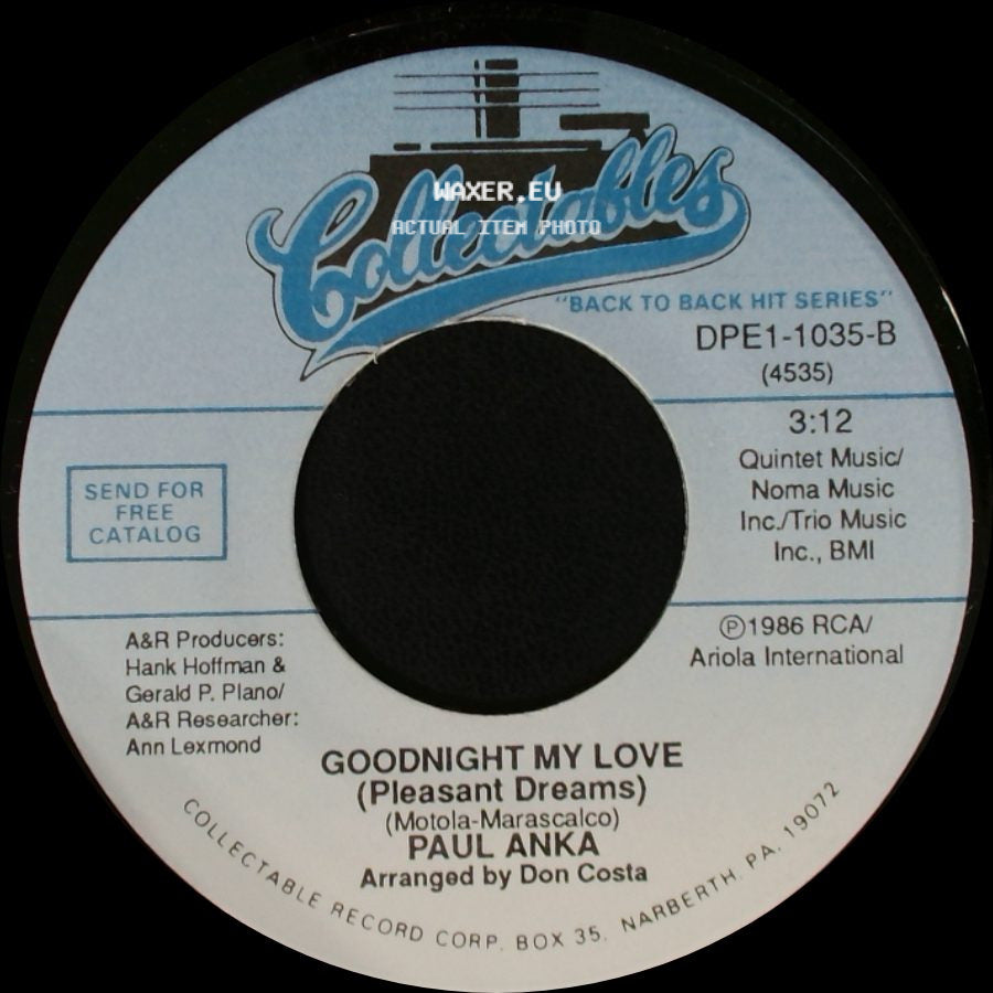 Paul Anka - Goodnight My Love (Pleasant Dreams) / Love Me Warm And Tender side A