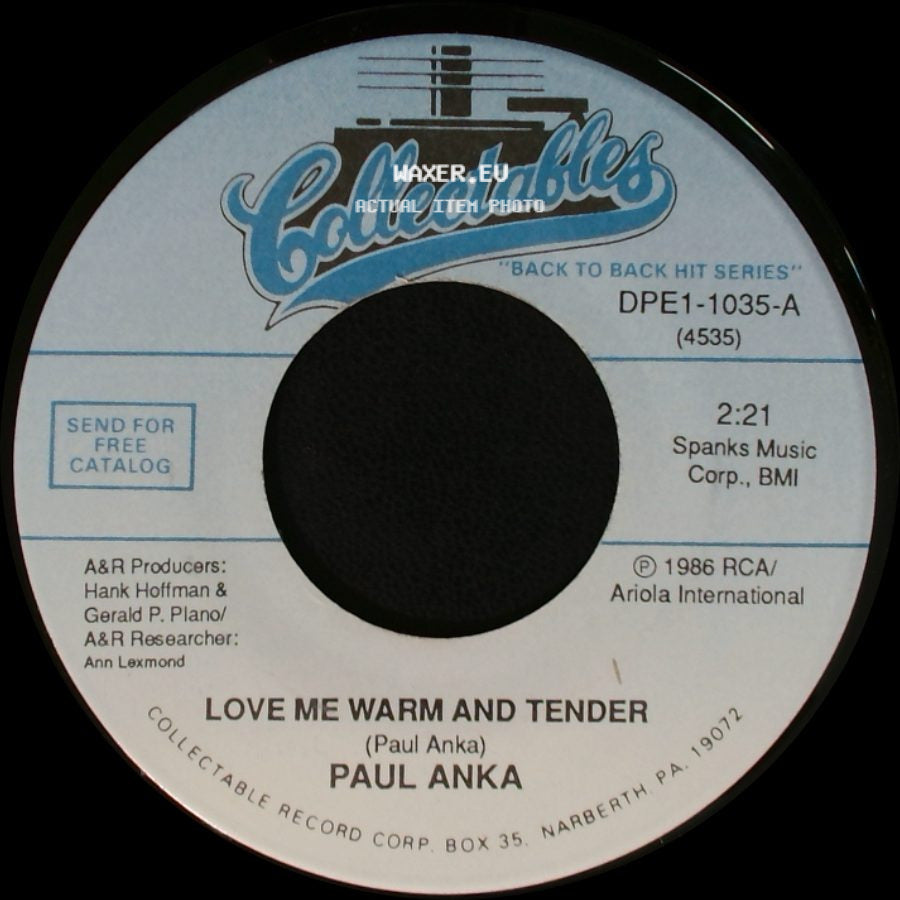 Paul Anka - Goodnight My Love (Pleasant Dreams) / Love Me Warm And Tender side B