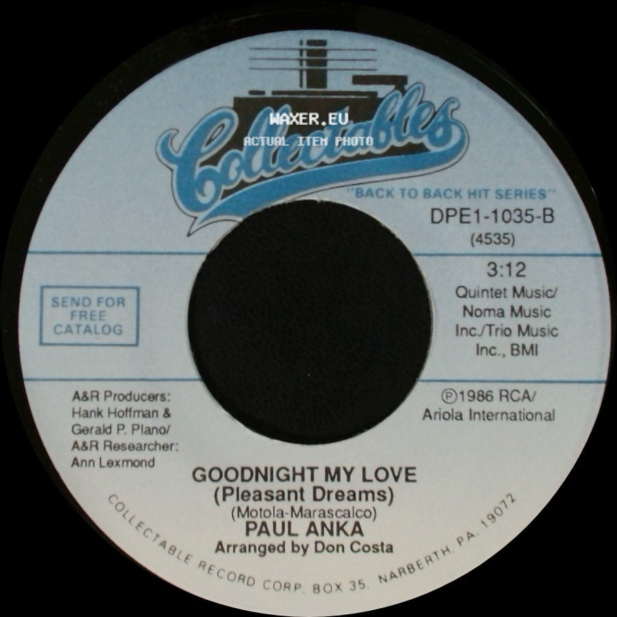 Paul Anka - Goodnight My Love (Pleasant Dreams) / Love Me Warm And Tender side A