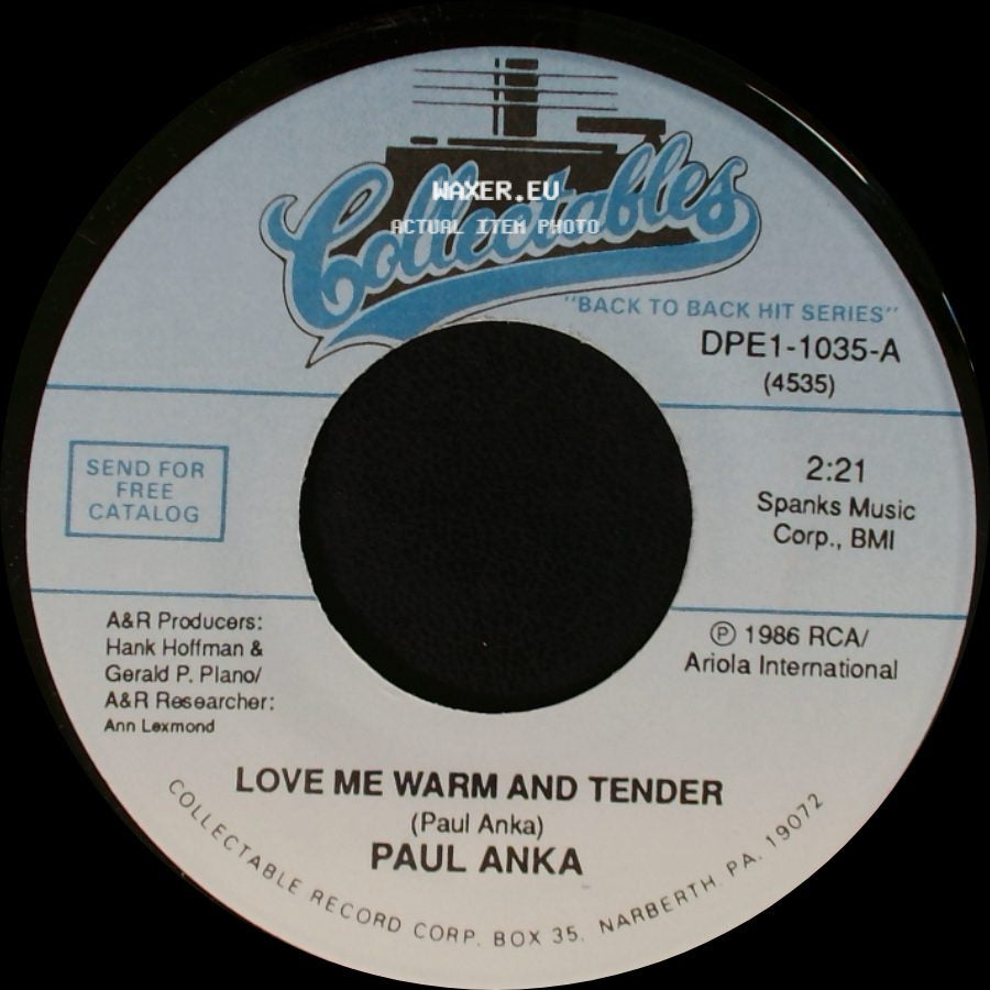 Paul Anka - Goodnight My Love (Pleasant Dreams) / Love Me Warm And Tender side B