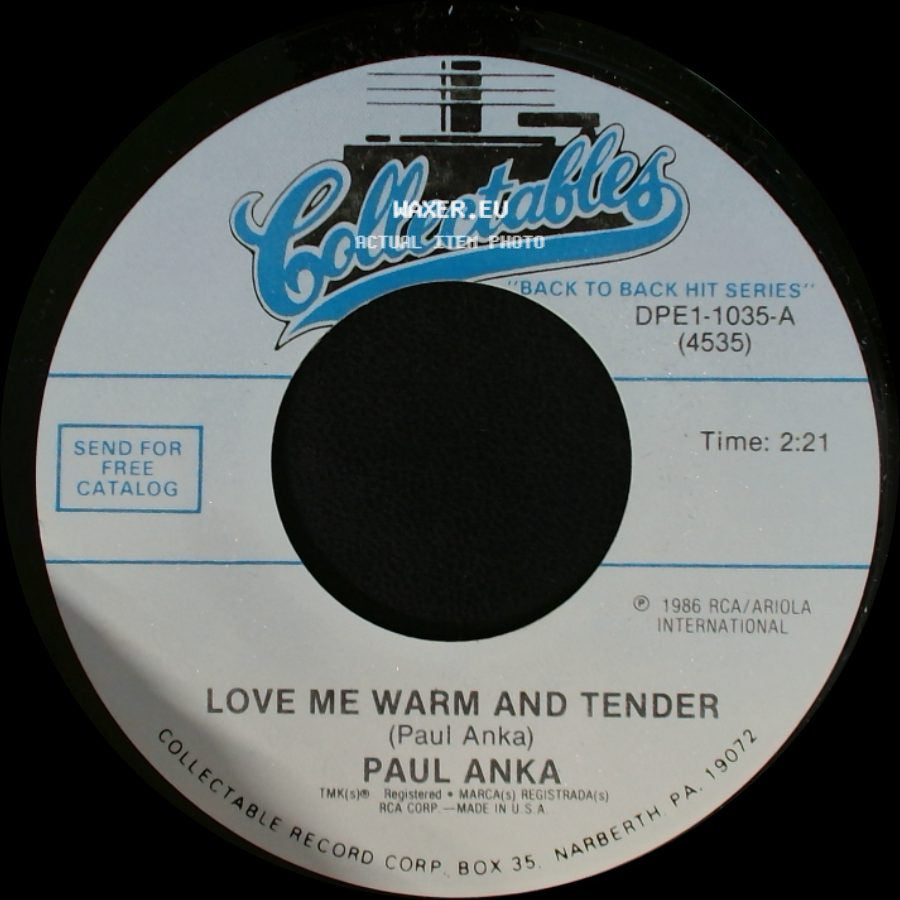 Paul Anka - Love Me Warm And Tender / Goodnight My Love (Pleasant Dreams) side A