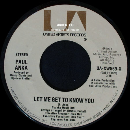 Paul Anka / Paul Anka With Odia Coates - Let Me Get To Know You / One Man Woman / One Woman Man side A