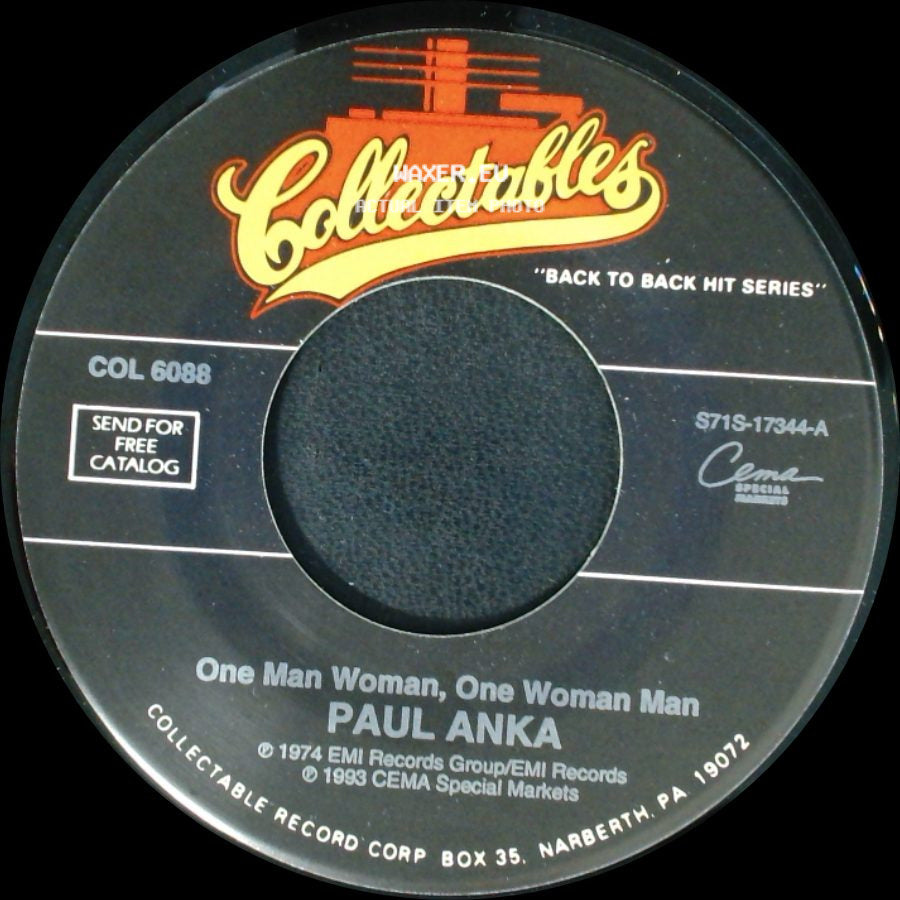 Paul Anka - One Man Woman, One Woman Man / I Don't Like To Sleep Alone side A