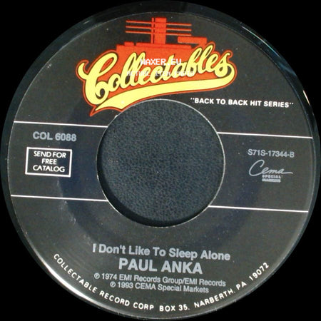 Paul Anka - One Man Woman, One Woman Man / I Don't Like To Sleep Alone side B