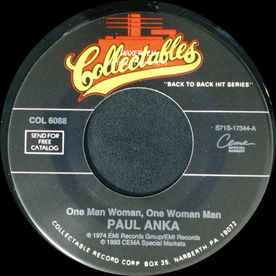 Paul Anka - One Man Woman, One Woman Man / I Don't Like To Sleep Alone side A