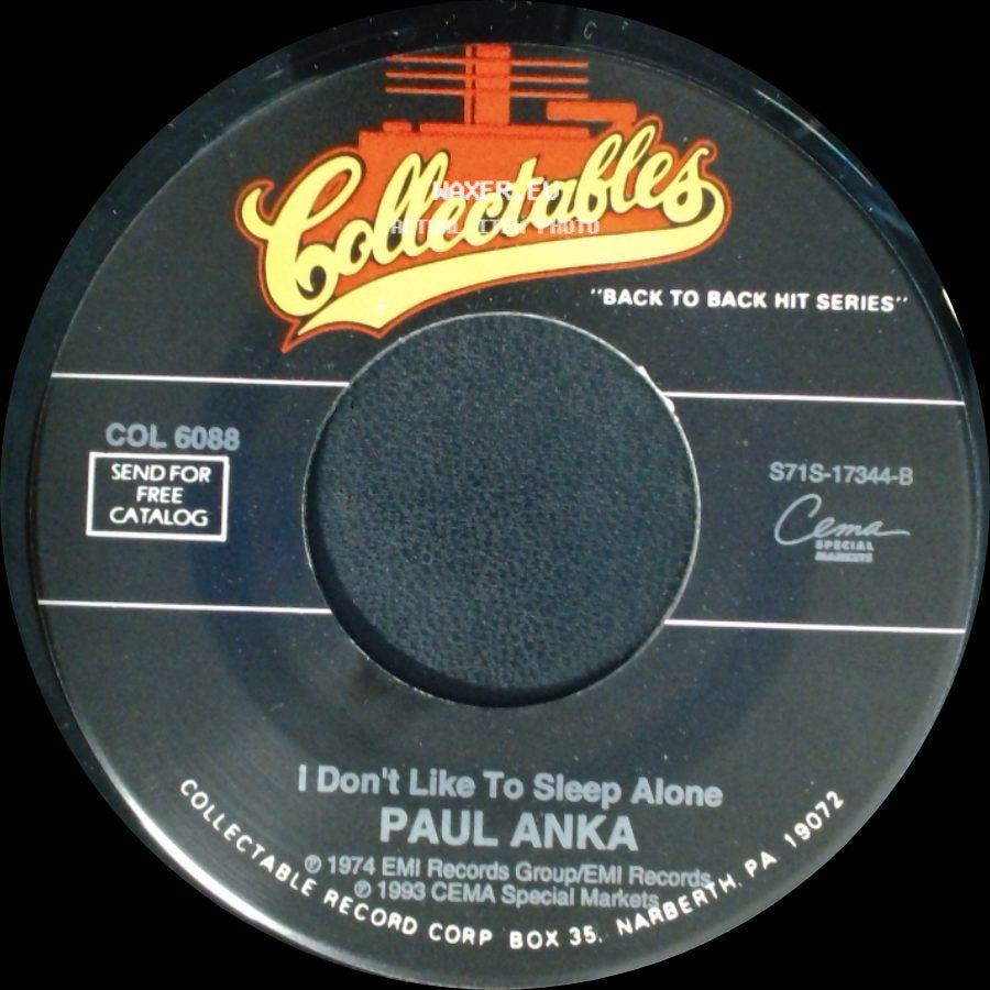 Paul Anka - One Man Woman, One Woman Man / I Don't Like To Sleep Alone side B
