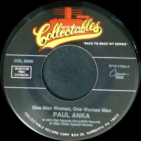 Paul Anka - One Man Woman, One Woman Man / I Don't Like To Sleep Alone side A