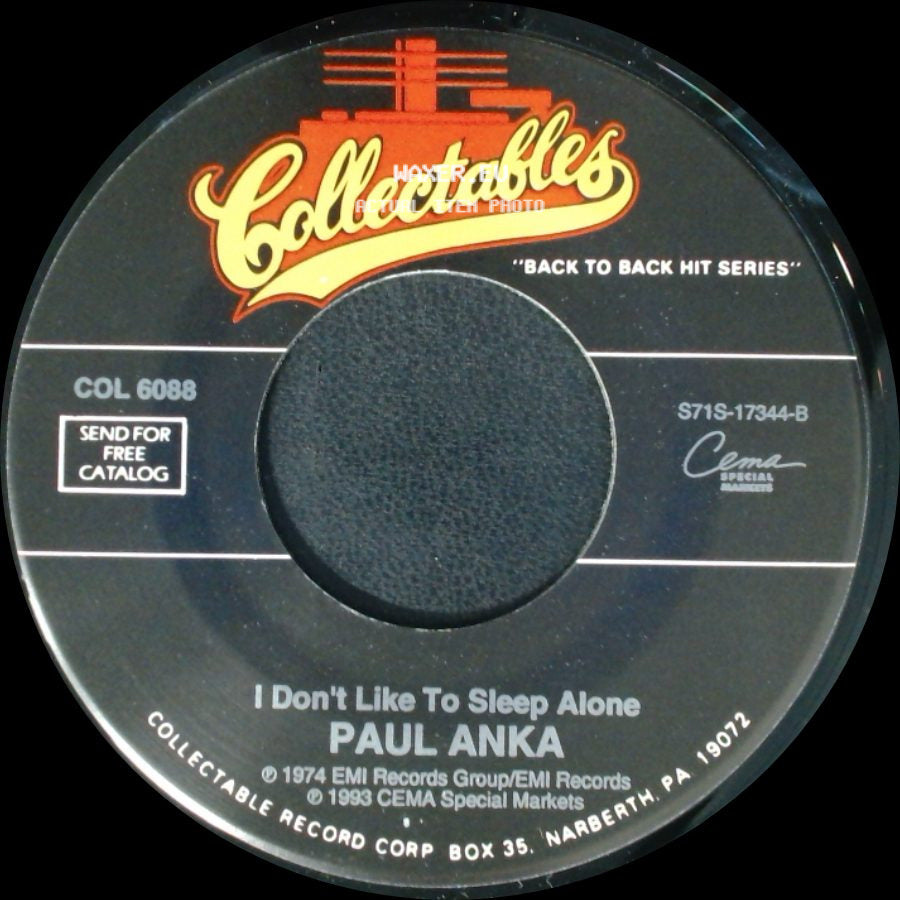 Paul Anka - One Man Woman, One Woman Man / I Don't Like To Sleep Alone side B