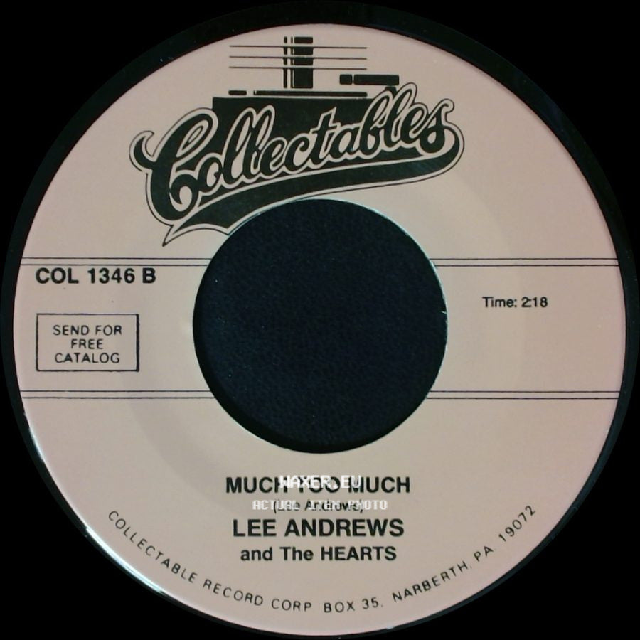 Lee Andrews And The Hearts - The White Cliffs Of Dover / Much Too Much side B