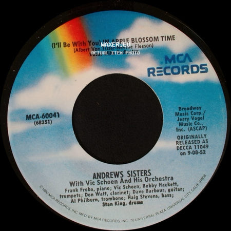 Andrews Sisters / Andrews Sisters With Vic Schoen And His Orchestra - Bei Mir Bist Du Schon (Means That You're Grand) / (I'll Be With You) In Apple Blossom Time side B