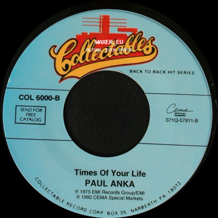 Paul Anka - Times Of Your Life / (You're) Having My Baby side A