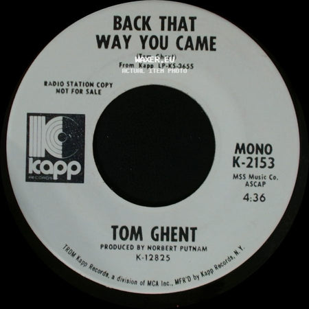 Tom Ghent - Whiskey, Whiskey / Back That Way You Came side B