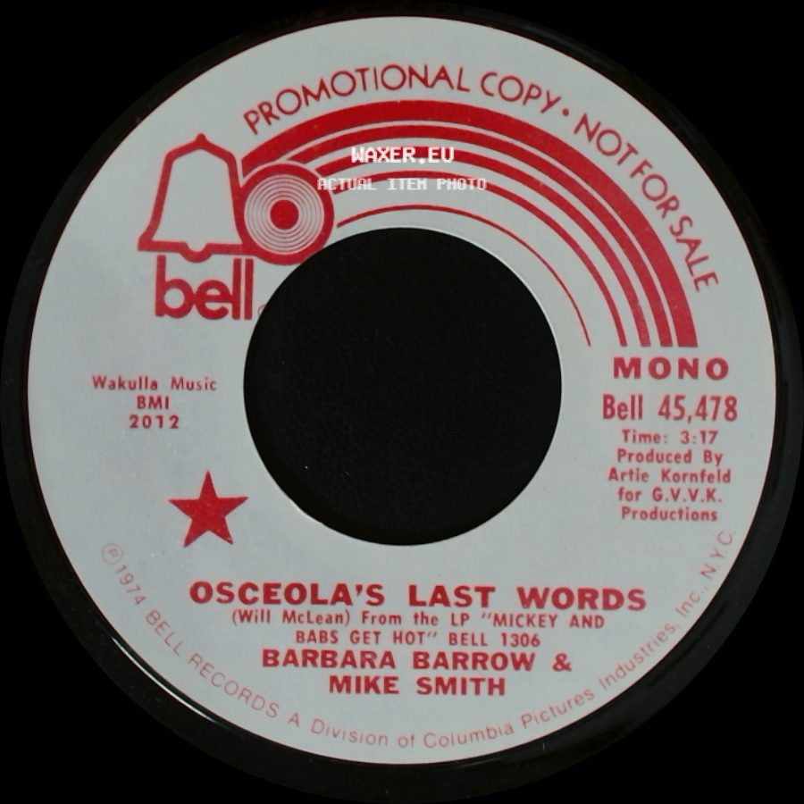 Barbara Barrow & Mike Smith - Osceola's Last Words / Osceola's Last Words side A