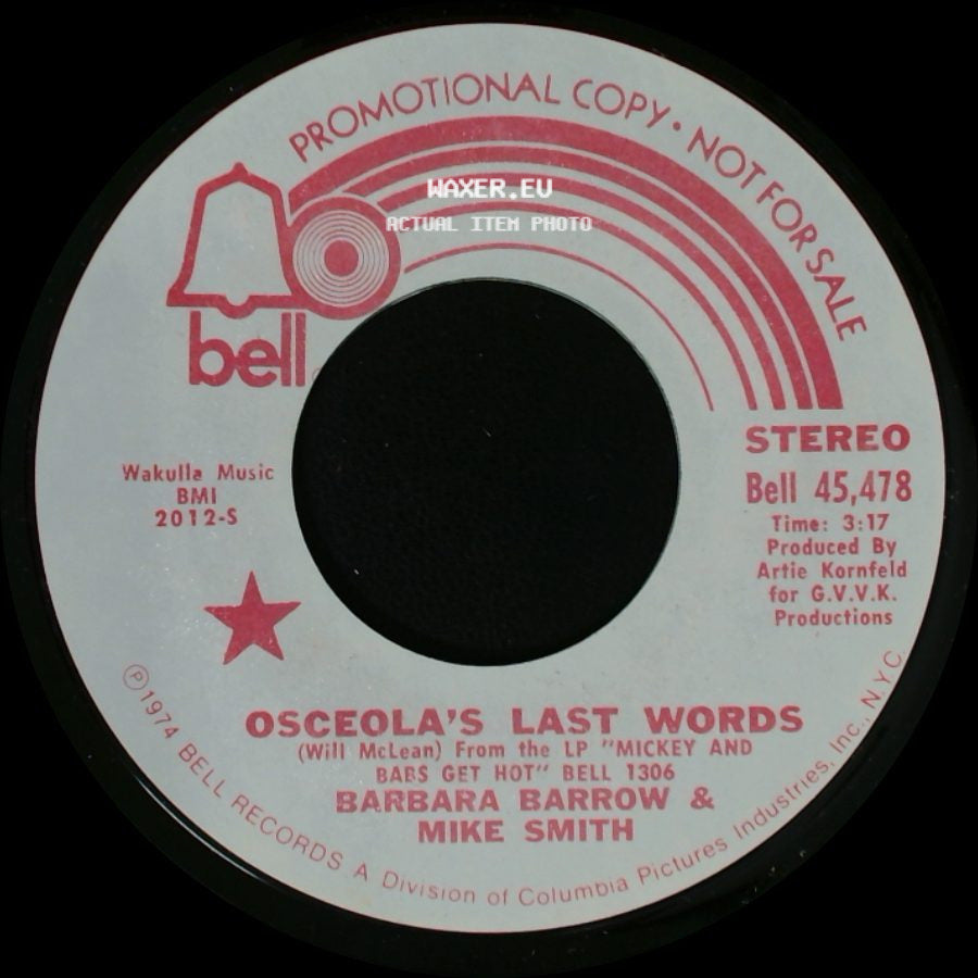 Barbara Barrow & Mike Smith - Osceola's Last Words / Osceola's Last Words side A