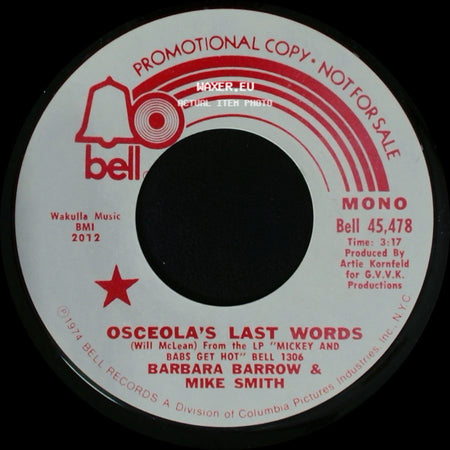 Barbara Barrow & Mike Smith - Osceola's Last Words / Osceola's Last Words side B