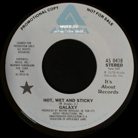 Galaxy - Hot, Wet And Sticky / Hot, Wet And Sticky side B