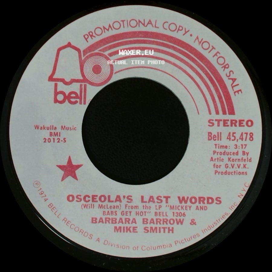 Barbara Barrow & Mike Smith - Osceola's Last Words / Osceola's Last Words side A