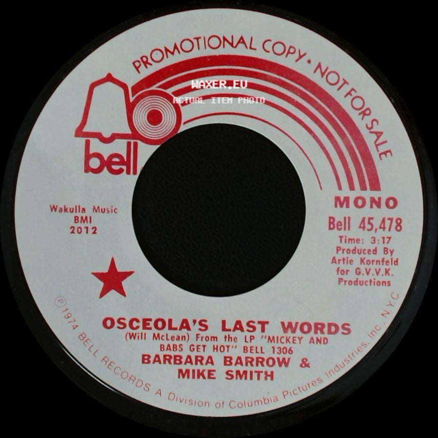 Barbara Barrow & Mike Smith - Osceola's Last Words / Osceola's Last Words side B