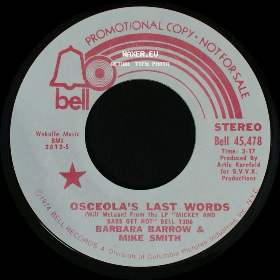 Barbara Barrow & Mike Smith - Osceola's Last Words / Osceola's Last Words side A