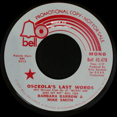 Barbara Barrow & Mike Smith - Osceola's Last Words / Osceola's Last Words side B