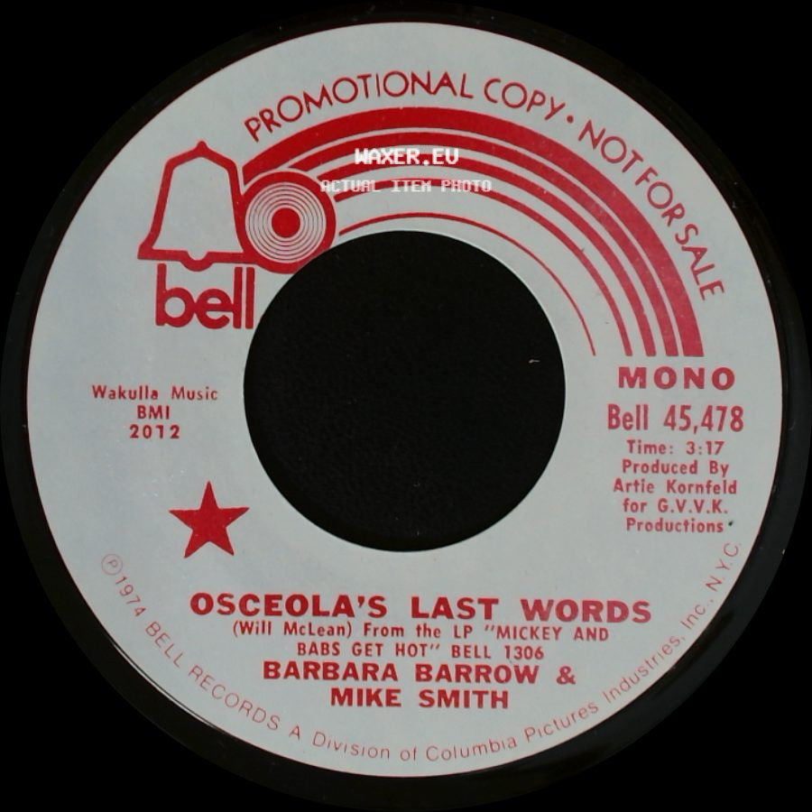 Barbara Barrow & Mike Smith - Osceola's Last Words / Osceola's Last Words side B