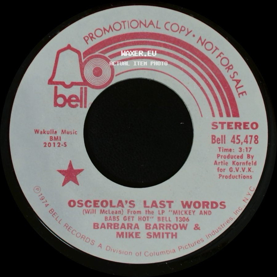 Barbara Barrow & Mike Smith - Osceola's Last Words / Osceola's Last Words side A