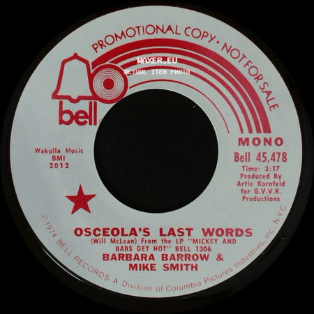 Barbara Barrow & Mike Smith - Osceola's Last Words / Osceola's Last Words side B