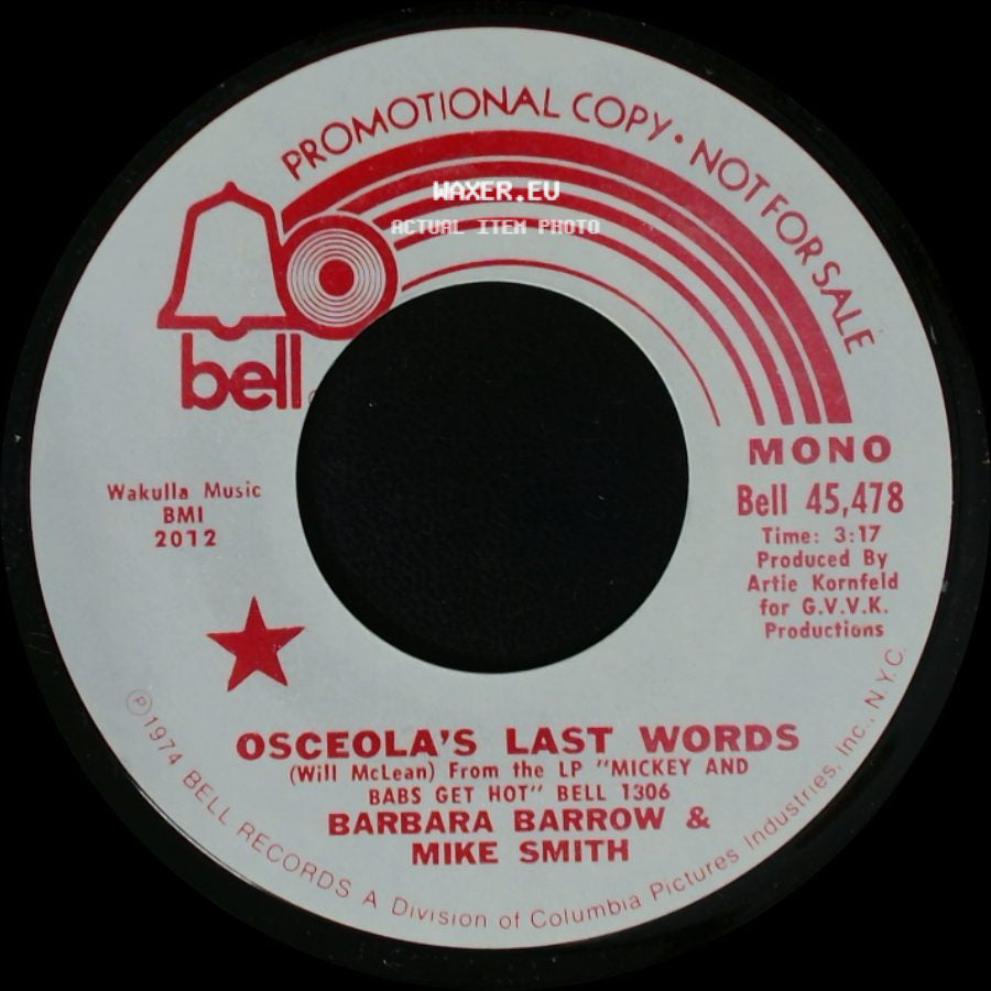 Barbara Barrow & Mike Smith - Osceola's Last Words / Osceola's Last Words side B