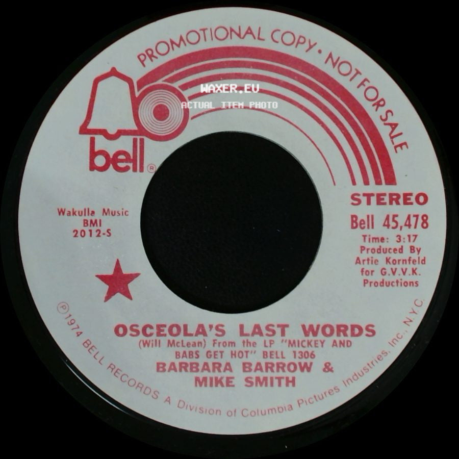 Barbara Barrow & Mike Smith - Osceola's Last Words / Osceola's Last Words side B