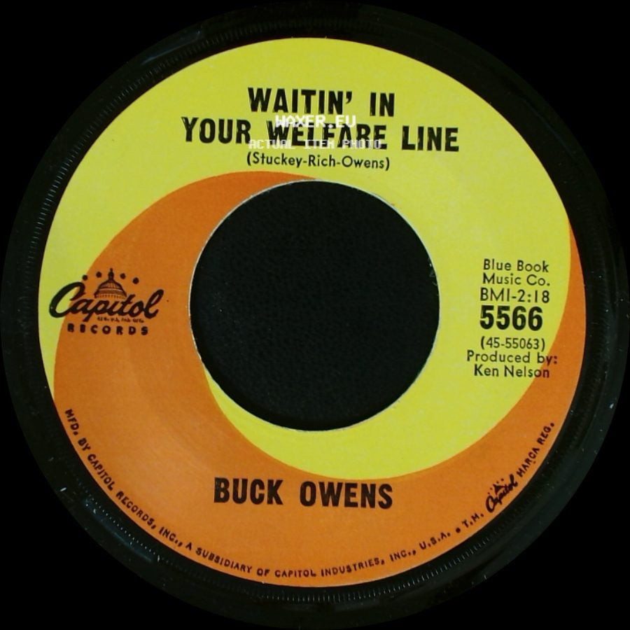 Buck Owens - In The Palm Of Your Hand / Waitin' In Your Welfare Line side B