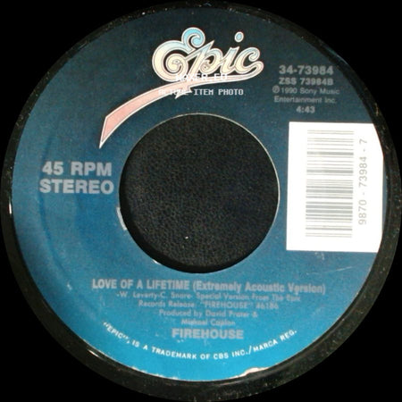 Firehouse - Love Of A Lifetime (Extremely Acoustic Version) / All She Wrote side A