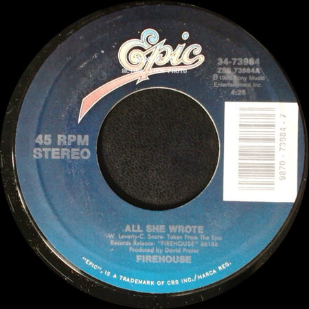 Firehouse - Love Of A Lifetime (Extremely Acoustic Version) / All She Wrote side B