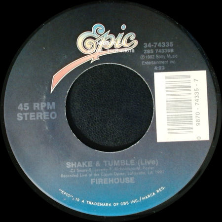 Firehouse - Reach For The Sky / Shake & Tumble (Live) side B