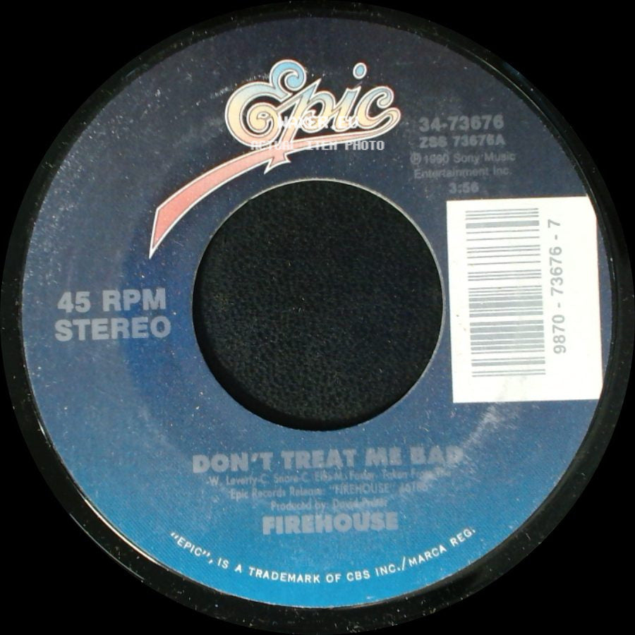 Firehouse - Overnight Sensation / Don't Treat Me Bad side B