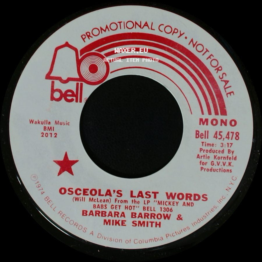 Barbara Barrow & Mike Smith - Osceola's Last Words / Osceola's Last Words side A