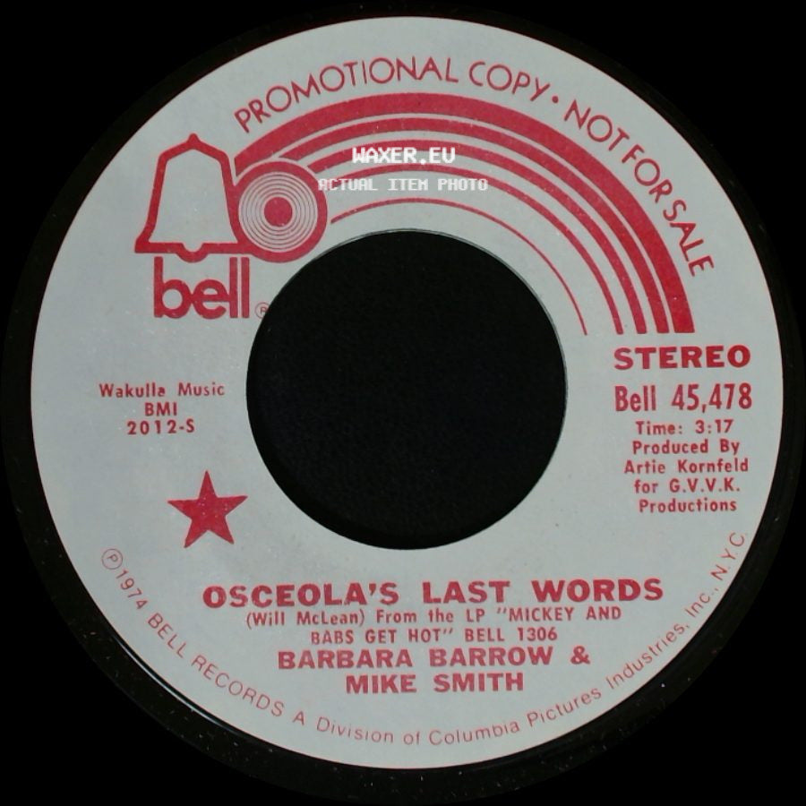 Barbara Barrow & Mike Smith - Osceola's Last Words / Osceola's Last Words side B
