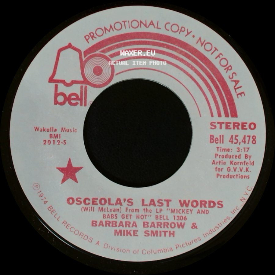 Barbara Barrow & Mike Smith - Osceola's Last Words / Osceola's Last Words side B