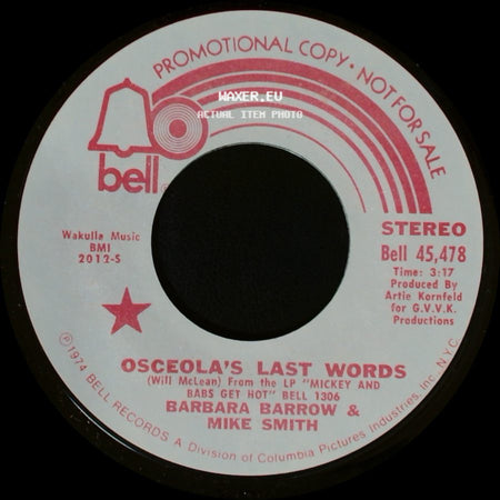 Barbara Barrow & Mike Smith - Osceola's Last Words / Osceola's Last Words side B
